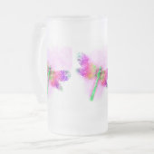 結晶化トンボ（ピンク） フロストグラスビールジョッキ (正面左)