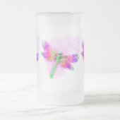 結晶化トンボ（ピンク） フロストグラスビールジョッキ (中央)