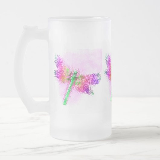 結晶化トンボ（ピンク） フロストグラスビールジョッキ (左)