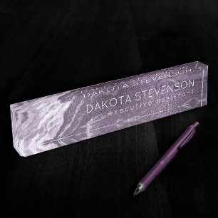 結晶化紫瑪瑙 Moody Marbled Stone デスクネームプレート