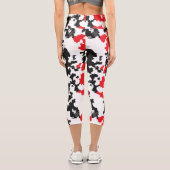 結晶性赤黒白抽象芸術模様 カプリレギンス (裏面)