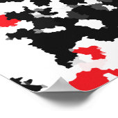 結晶性赤黒白抽象芸術模様 ポスター (角)