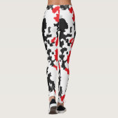 結晶性赤黒白抽象芸術模様 レギンス (裏面)