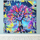 結晶抽象芸術ツリー キャンバスプリント (インサイチュ (ウッドフロア))