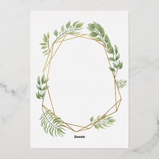 結晶植物葉結婚のテラリウムスタイル 箔招待状 (裏面)