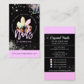 結晶爪、 ネイルホログラフィックグリッター爪、 ネイル技術サロン  名刺 (正面/裏面)