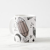 結晶、月、星、重なり合うデザイン。 コーヒーマグカップ (正面左)