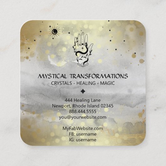 *~*結晶Bohoハンドスネークムーン魔法グレー  スクエア名刺 (裏面)