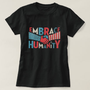 結束愛国国旗と握手の連帯を受け入れる Tシャツ