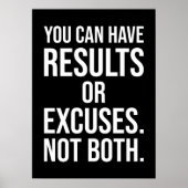 結果と言い訳 – 成功やる気を起こさせる ポスター (正面)