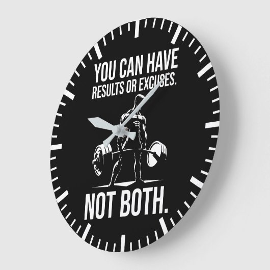結果または言い訳 – やる気を起こさせるジム、トレーニング ラージ壁時計 (傾斜)