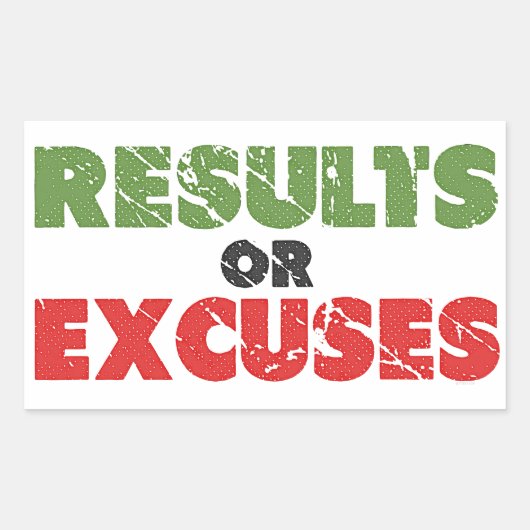 結果又は弁解 |ボディビル引用文 |ヴィンテージ 長方形シール (正面)