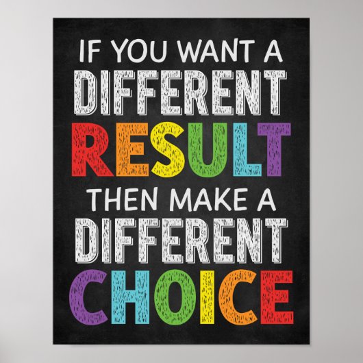 結果違う選択違う成長マインド ポスター (正面)