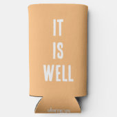 「結構だ。」 おもしろいクリスチャン。ブライトピンク スリム缶クーラー (裏面)