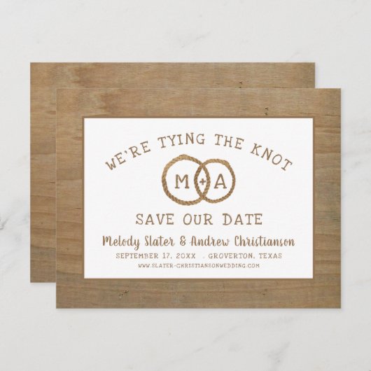 結素朴び目を結んでいる木材 セーブザデート (正面/裏面)