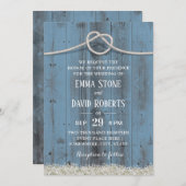 結素朴び結ぶフローラダスティブルー結婚ズ 招待状 (正面/裏面)