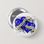 結腸がん生存者の二重ハート 缶バッジ (正面&裏面)