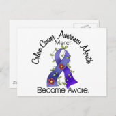 結腸がん認識度月花リボン2 ポストカード (正面/裏面)