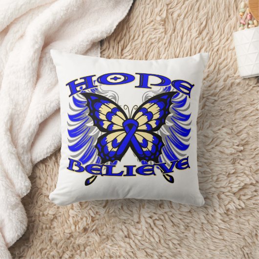 結腸癌の希望は蝶を信じます クッション (ブランケット)