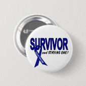 結腸癌の生存者及び1つをとどまること 缶バッジ (正面&裏面)