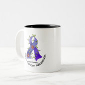 結腸癌の認識度の花のリボン1 ツートーンマグカップ (正面左)