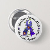 結腸癌の認識度月の花のリボン3 缶バッジ (正面&裏面)