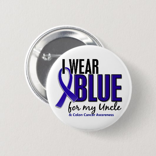 結腸癌私は私の叔父さん10のための青を身に着けています 缶バッジ (正面&裏面)