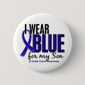 結腸癌私は私の息子10のための青を身に着けています 缶バッジ (正面)
