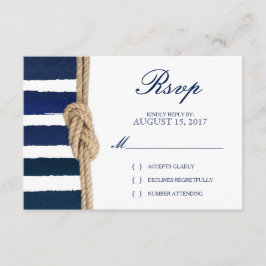 結航海のび目と水色ネイビーストライプズRSVP 出欠カード