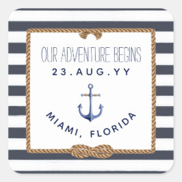 結航海の目ネイビーブルー&ホワイトストライプのズ結婚 スクエアシール