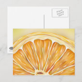 「絞りたての」オレンジ色のスライス葉書 ポストカード (正面/裏面)