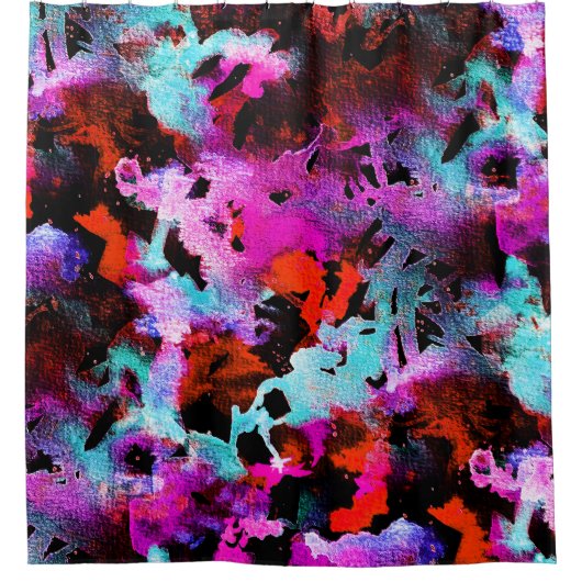 絞りろうけつ染め:水彩勾配絞り染め シャワーカーテン (正面)