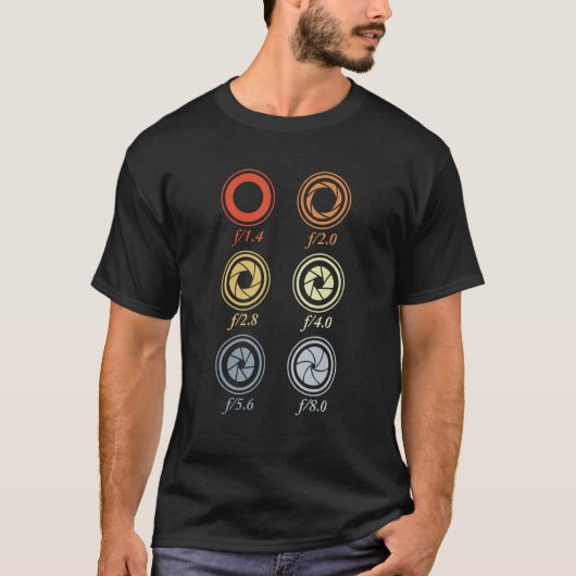 絞りサイズフォトグラファーIris設定フォトジョー Tシャツ (正面)