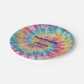 絞り染めお洒落ウォーターカラーレインボー誕生日 ペーパープレート (アングル)