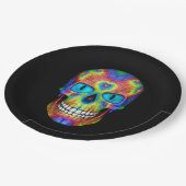 絞り染めのスカルの死んだゾンビの完全に死んでいない紙皿 ペーパープレート (アングル)