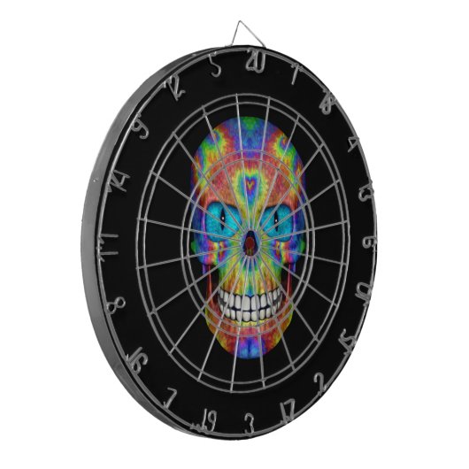 絞り染めのスカルの死んだゾンビの金属のおりのダート盤 ダーツボード (正面左)