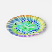 絞り染めのデザインのハッピーバースデーの紙皿 ペーパープレート (アングル)