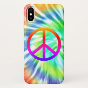 絞り染めのデザインのピースサインのiPhoneの場合 iPhone X ケース