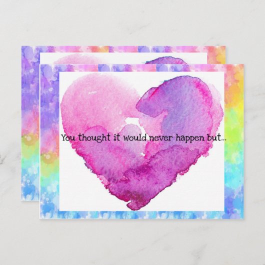 絞り染めのハートの結婚式招待状 案内ポストカード (正面/裏面)