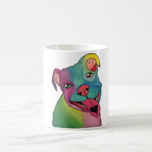 絞り染めのピット・ブルのマグ