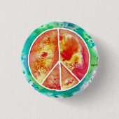 絞り染めのピースサイン 缶バッジ (正面)