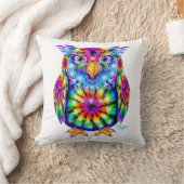 絞り染めのフクロウの枕 クッション (ブランケット)