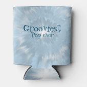 絞り染めのポップ・アートの溝付き缶はデニム色で涼しい 缶クーラー (正面)