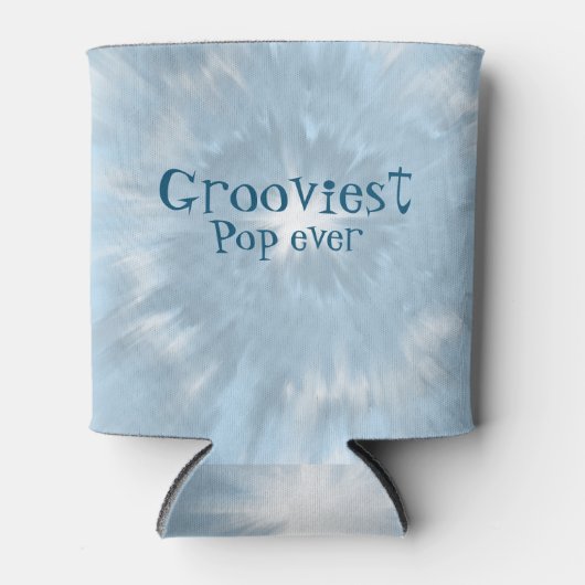 絞り染めのポップ・アートの溝付き缶はデニム色で涼しい 缶クーラー (正面)