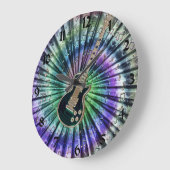 絞り染めのミュージシャンのエレキギターの時計 + 数 ラージ壁時計 (傾斜)