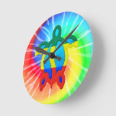 絞り染めのラスタのHonuのカメ ラウンド壁時計 (傾斜)