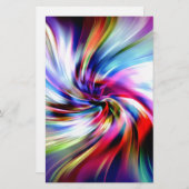 絞り染めの多彩な虹の電子渦巻 便箋 (正面/裏面)