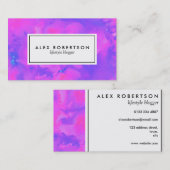 絞り染めの明るいピンク、紫、青 名刺 (正面/裏面)