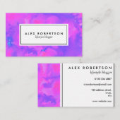 絞り染めの明るいピンク、紫、青 名刺 (正面/裏面)