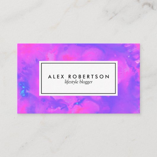 絞り染めの明るいピンク、紫、青 名刺 (正面)